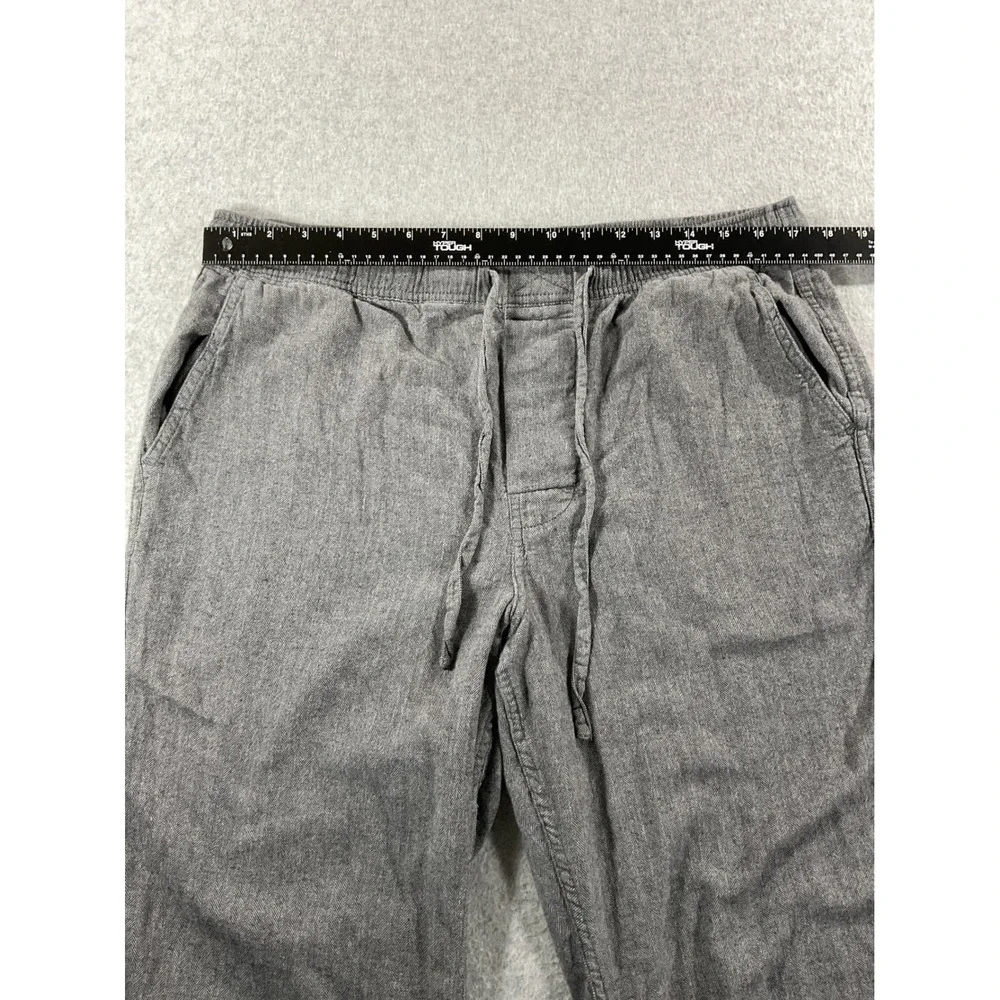 J.Crew Mens Grey Herringbone Cotton Lounge Pants Drawstring Joggers Size L #927
